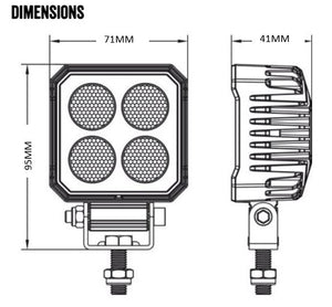 ROADVISION LED Work Light Square Compact Flood Beam 10-30V